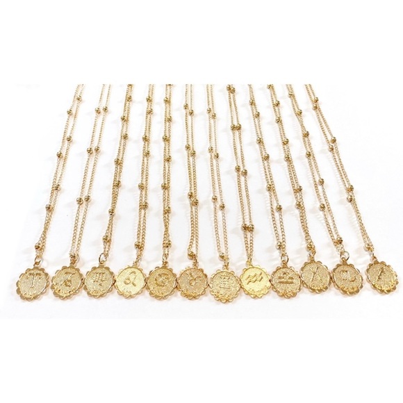 Gold Zodiac Coin w/Ball Bead Chain - Picture 5 of 16